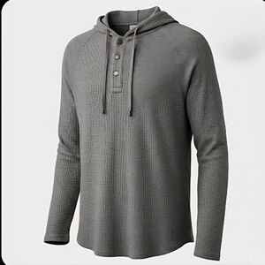 Michael Kors Charcoal Gray Waffle Knit Hooded Pullover Small Athleisure